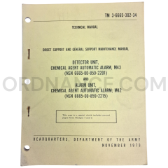 Technical Manual (TM 3-6665-302-34) for M43 Chemical Detector Unit & M42 Alarm November 1973 NSN 6665-00-859-2201
