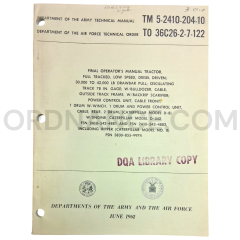 Technical Manual (TM 5-2410-204-10) for Caterpillar Model D-8 Tractor June 1962 FSN 2410-542-4881