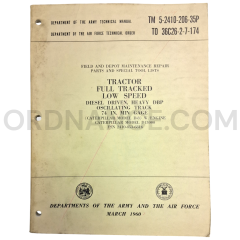 Technical Manual (TM 5-2410-206-35P) for Caterpillar Model D-8 Tractor March 1960 FSN 2410-453-6816