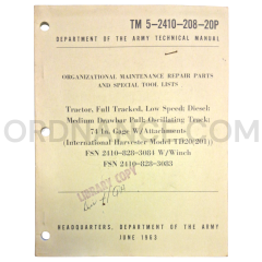 Technical Manual (TM 5-2410-208-20P) for International Harvester Model TD 20(201) Tractor June 1963 FSN 2410-828-3084