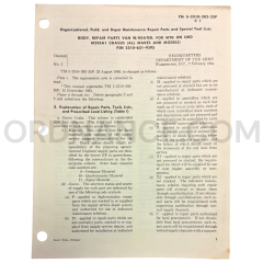 Technical Manual Change 1 (TM 5-2510-202-25P) for M295A1 Chassis Body February 1964 FSN 2510-631-9395