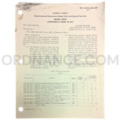 Technical Manual Change 1 (TM 5-2815-208-20P) for Continental Model TD 427 Diesel Engine April 1963