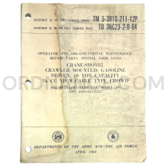 Technical Manual (TM 5-3810-211-12P) for BLH Model 34 Crawler Mounted Crane-Shovel April 1960 FSN 3810-221-2327