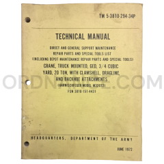 Technical Manual (TM 5-3810-294-34P) for Harnischfeger Model M320T2 Truck-Mounted Crane June 1972 FSN 3810-151-4431