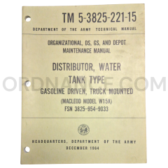 Technical Manual (TM 5-3825-221-15) for Macleod Model W15A Truck Mounted Water Tank December 1964 FSN 3825-954-9033