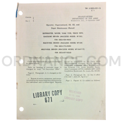 Technical Manual Change 1 (TM 5-3825-221-15) for Macleod Model W15A Truck Mounted Water Tank September 1968 FSN 3825-954-9033