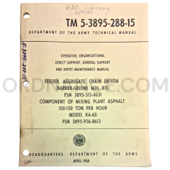 Technical Manual (TM 5-3895-288-15) for Barber-Greene Model 815 Portable Feeder April 1968 FSN 3895-515-4651