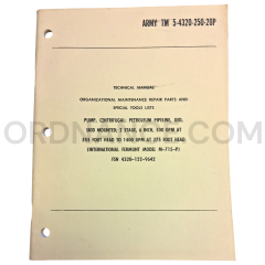 Technical Manual (TM 5-4320-250-20P) for International Fremont Model M-715-P Centrifugal Pump March 1969 FSN 4320-122-9642