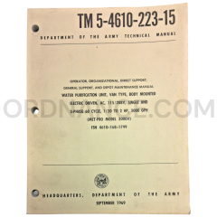 Technical Manual (TM 5-4610-223-15) for Met-Pro Model 3000V Water Purification Unit September 1969 FSN 4610-168-1799