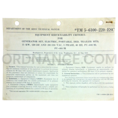 Technical Manual (TM 5-6100-220-ESC) for Portable Electric Generator Set May 1969