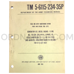 Technical Manual (TM 5-6115-234-35P) for Winpower Model D-15H18M Generator Set June 1963 FSN 6115-627-9031