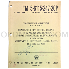 Technical Manual (TM 5-6115-247-20P) for Stewart & Stevenson Model 54400 Generator Set January 1966 FSN 6115-970-0006
