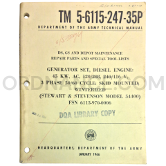 Technical Manual (TM 5-6115-247-35P) for Stewart & Stevenson Model 54400 Generator Set January 1966 FSN 6115-970-0006