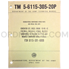 Technical Manual (TM 5-6115-305-20P) for Winpower Model D15H18Z Generator Set April 1964 FSN 6115-591-6866