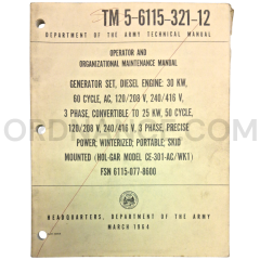 Technical Manual (TM 5-6115-321-12) for Hold-Gar Model CE-301-AC/WK1 Generator Set March 1964 FSN 6115-077-8600
