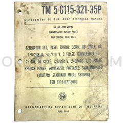 Technical Manual (TM 5-6115-321-35P) for MS Model SF30MD Generator Set June 1965 FSN 6115-077-8600
