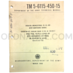 Technical Manual (TM 5-6115-450-15) for MS Model HF-10.0-MD Generator Set March 1968 FSN 6115-937-1793