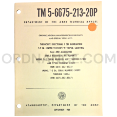 Technical Manual (TM 5-6675-213-20P) for Wild Heerbrugg Model T-2 Theodolite September 1968 FSN 6675-232-8972
