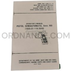 Operator's Manual 1005-01-118-2640 for the 9mm M9 Semiautomatic Pistol