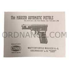 Reproduction of The Mauser Automatic Pistols Cal. 6.35mm (.25) New Model, Cal. 7.65mm (.32)