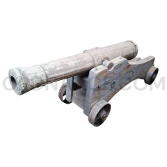 Full-Size 81x36x28in Vintage Wooden Movie Prop Cannon
