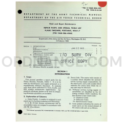 TM 3-1040-204-35P Flame Thrower, Portable M2A1-7 Repair Parts and Special Tools List Manual Dated: 1963