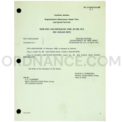 Technical Manual Change 1 (TM 3-4240-216-20P) for M13 20 CFM Tank Gas-Particulate Filter Unit April 1963 FSN 4240-601-8372