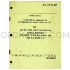 Technical Manual (TM 3-4240-264-34P) for M51 Trailer-Transported Inflatable CB Collective Protection Shelter System November 1975